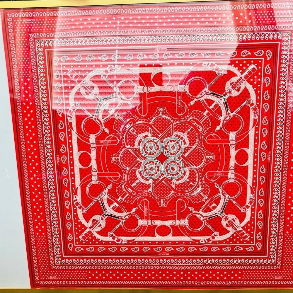 Hermès Framed Emblematic Wrapping Paper  2018 Authentic (1 Sheet, 19.5”x 19.5”)